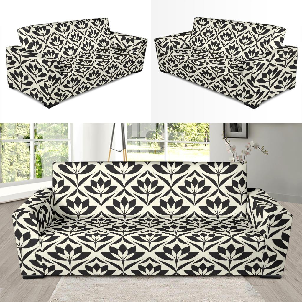 Lotus Pattern Print Sofa Slipcover-JTAMIGO.COM