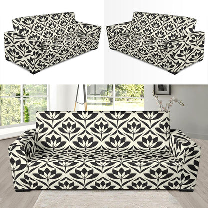 Lotus Pattern Print Sofa Slipcover-JTAMIGO.COM