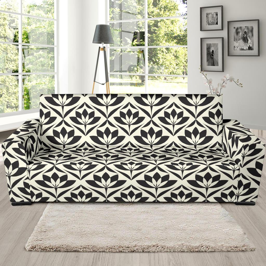 Lotus Pattern Print Sofa Slipcover-JTAMIGO.COM