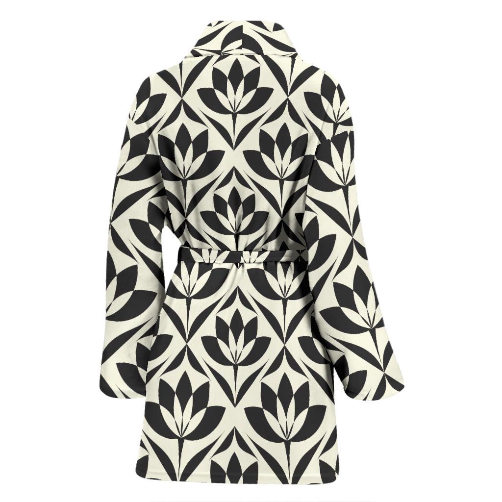 Lotus Pattern Print Women Bath Robe-JTAMIGO.COM