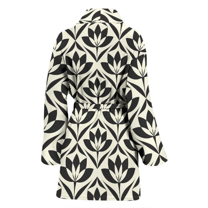 Lotus Pattern Print Women Bath Robe-JTAMIGO.COM