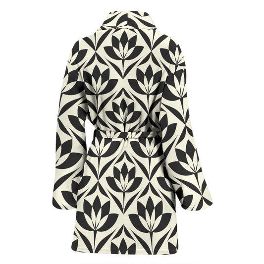 Lotus Pattern Print Women Bath Robe-JTAMIGO.COM