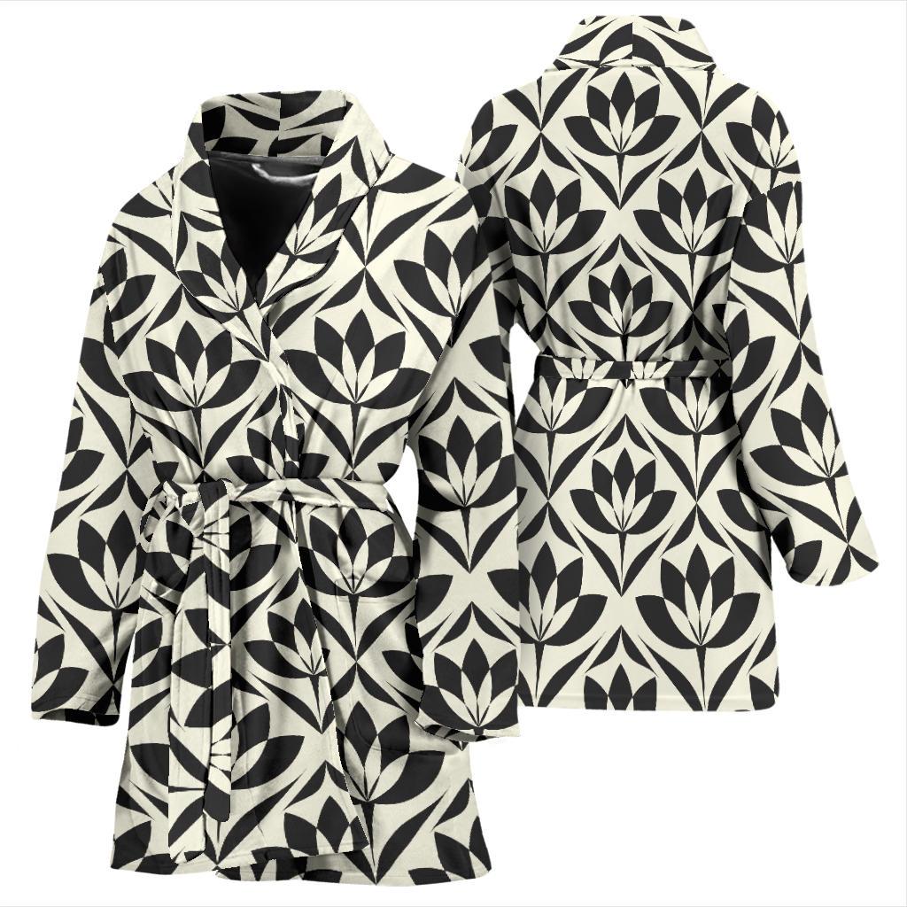 Lotus Pattern Print Women Bath Robe-JTAMIGO.COM