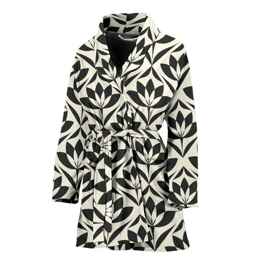 Lotus Pattern Print Women Bath Robe-JTAMIGO.COM