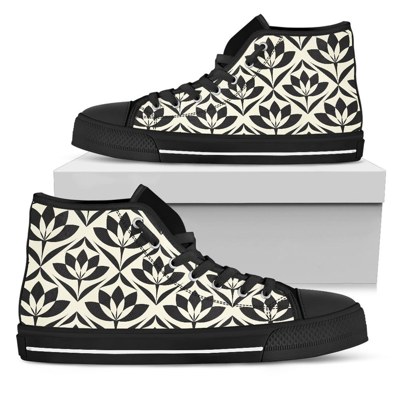 Lotus Pattern Print Women High Top Shoes