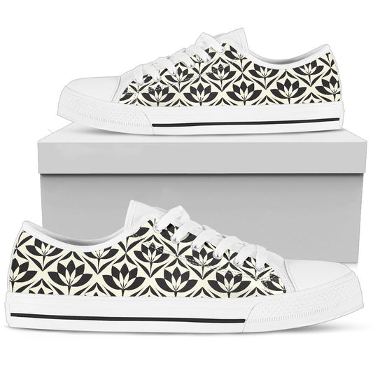 Lotus Pattern Print Women Low Top Shoes