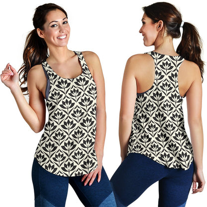 Lotus Pattern Print Women Racerback Tank Top