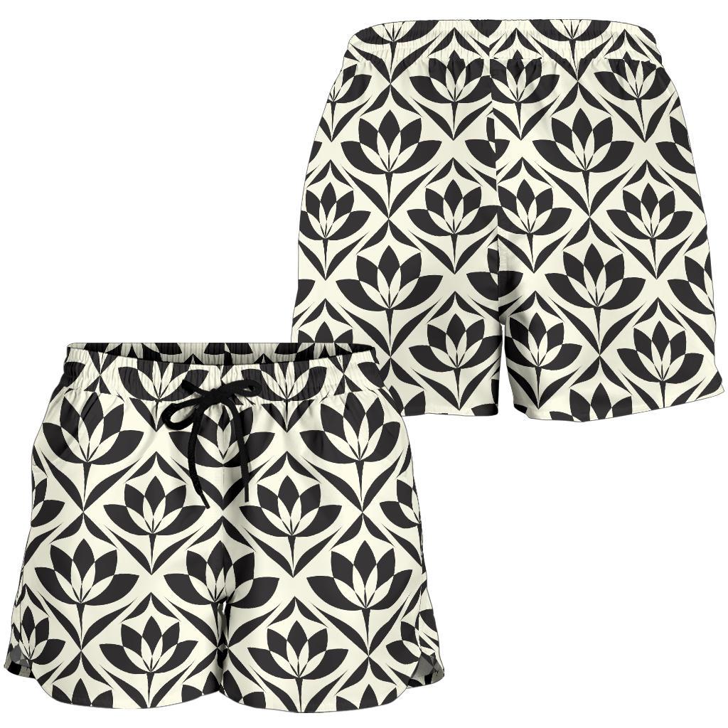 Lotus Pattern Print Women Shorts-JTAMIGO.COM