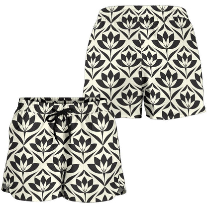 Lotus Pattern Print Women Shorts-JTAMIGO.COM