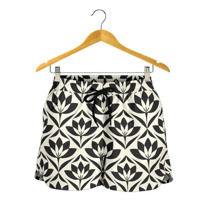 Lotus Pattern Print Women Shorts-JTAMIGO.COM