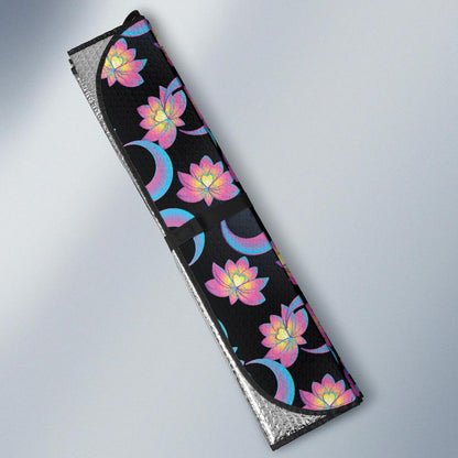 Lotus with Moon Pink Print Themed Car Sun Shade For Windshield