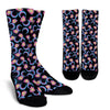 Lotus with Moon Pink Print Themed Crew Socks