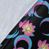 Lotus With Moon Pink Print Themed Fleece Blanket