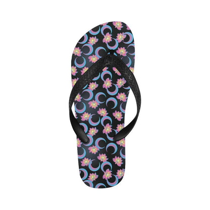 Lotus with Moon Pink Print Themed Flip Flops-JTAMIGO.COM