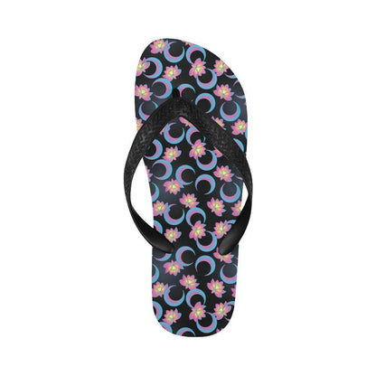 Lotus with Moon Pink Print Themed Flip Flops-JTAMIGO.COM