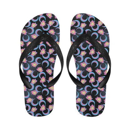 Lotus with Moon Pink Print Themed Flip Flops-JTAMIGO.COM