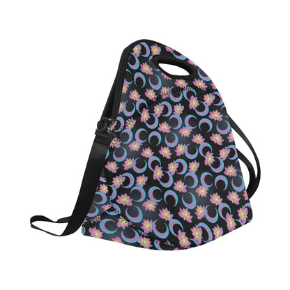 Lotus with Moon Pink Print Themed Neoprene Lunch Bag (Model 1669)(Large)-JTAMIGO.COM