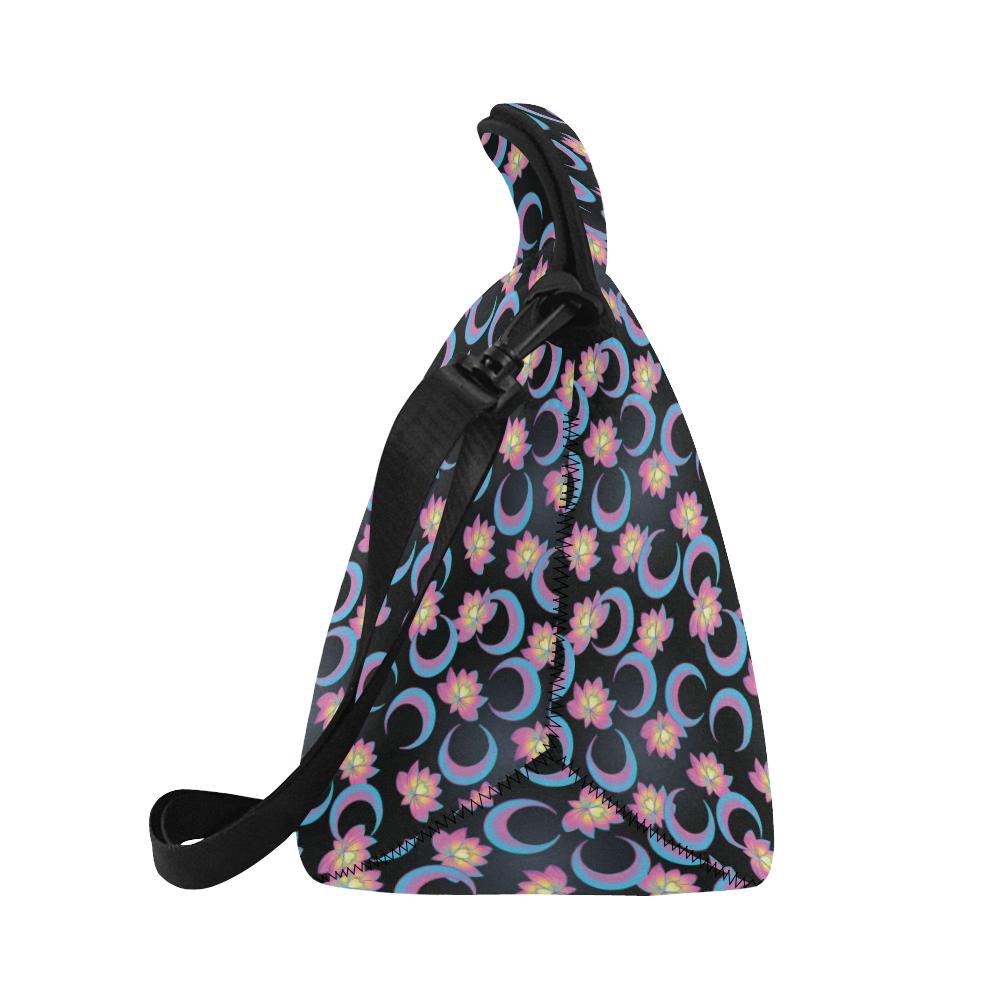 Lotus with Moon Pink Print Themed Neoprene Lunch Bag (Model 1669)(Large)-JTAMIGO.COM