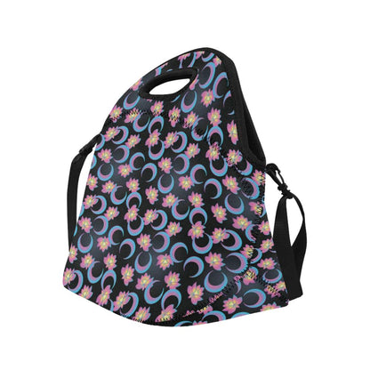 Lotus with Moon Pink Print Themed Neoprene Lunch Bag (Model 1669)(Large)-JTAMIGO.COM