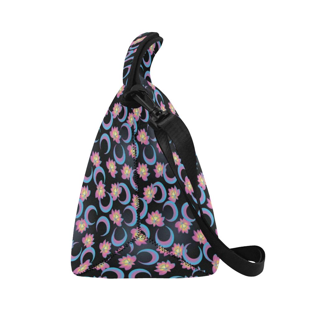 Lotus with Moon Pink Print Themed Neoprene Lunch Bag (Model 1669)(Large)-JTAMIGO.COM
