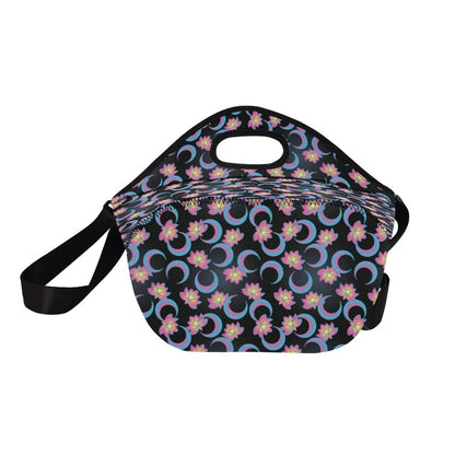 Lotus with Moon Pink Print Themed Neoprene Lunch Bag (Model 1669)(Large)-JTAMIGO.COM