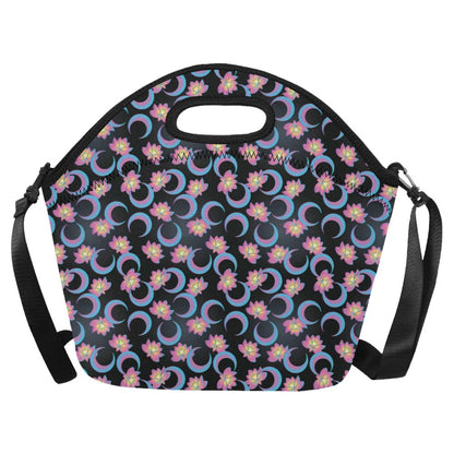 Lotus with Moon Pink Print Themed Neoprene Lunch Bag (Model 1669)(Large)-JTAMIGO.COM
