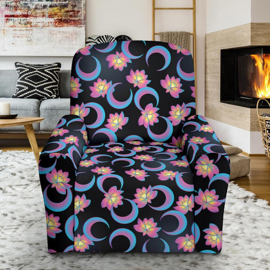 Lotus with Moon Pink Print Themed Single Sofa Slipcover -JTAMIGO.COM