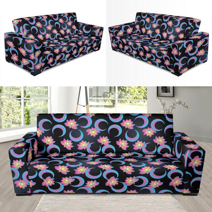 Lotus with Moon Pink Print Themed Sofa Slipcover-JTAMIGO.COM
