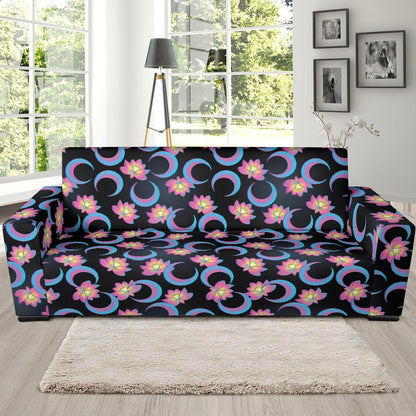 Lotus with Moon Pink Print Themed Sofa Slipcover-JTAMIGO.COM