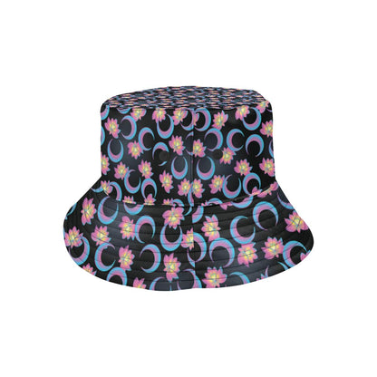 Lotus with Moon Pink Print Themed Unisex Bucket Hat