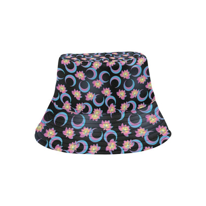 Lotus with Moon Pink Print Themed Unisex Bucket Hat