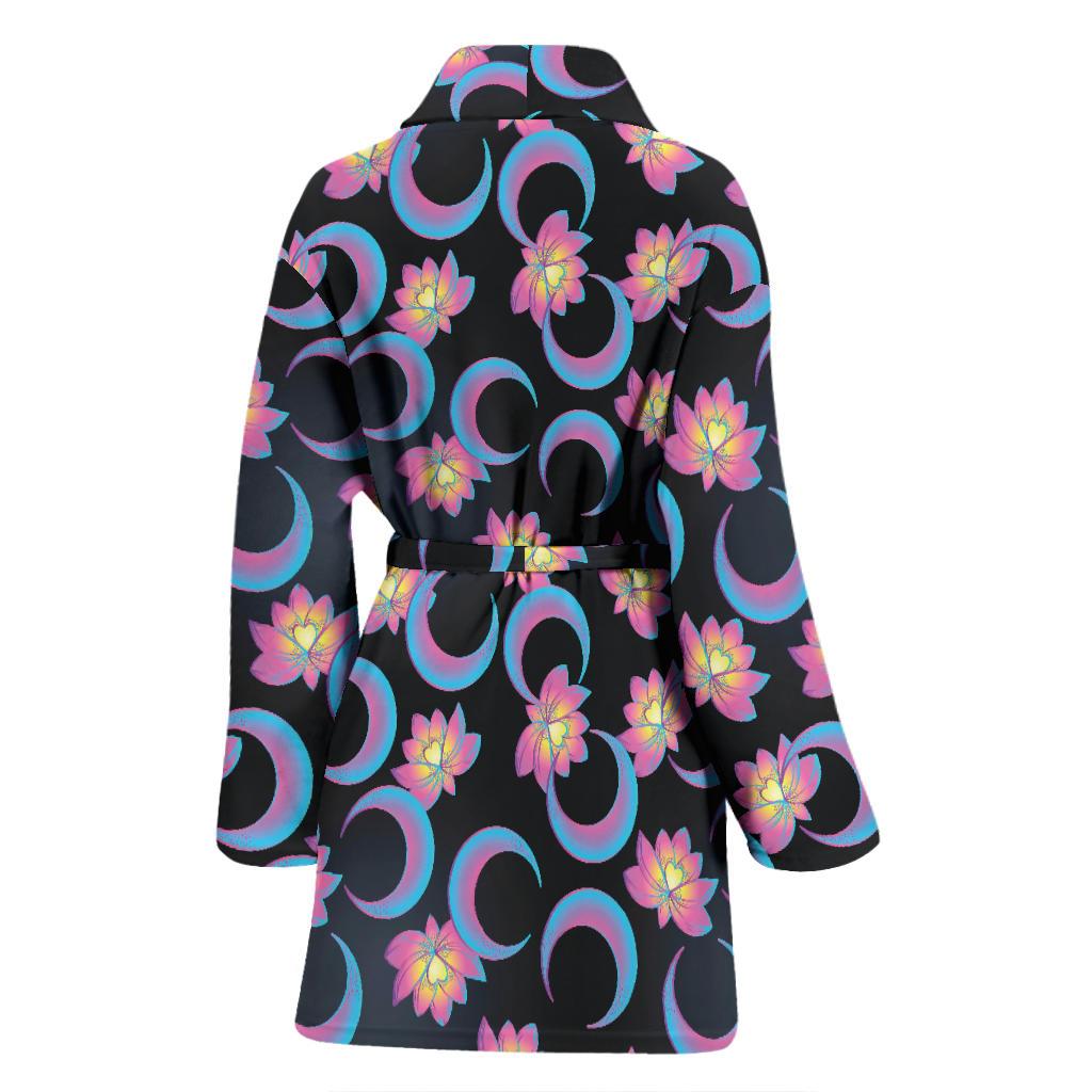 Lotus with Moon Pink Print Themed Women Bath Robe-JTAMIGO.COM