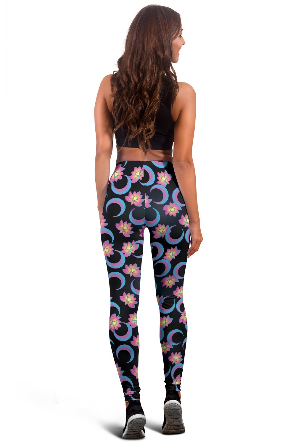 Lotus with Moon Pink Print Themed Women Leggings