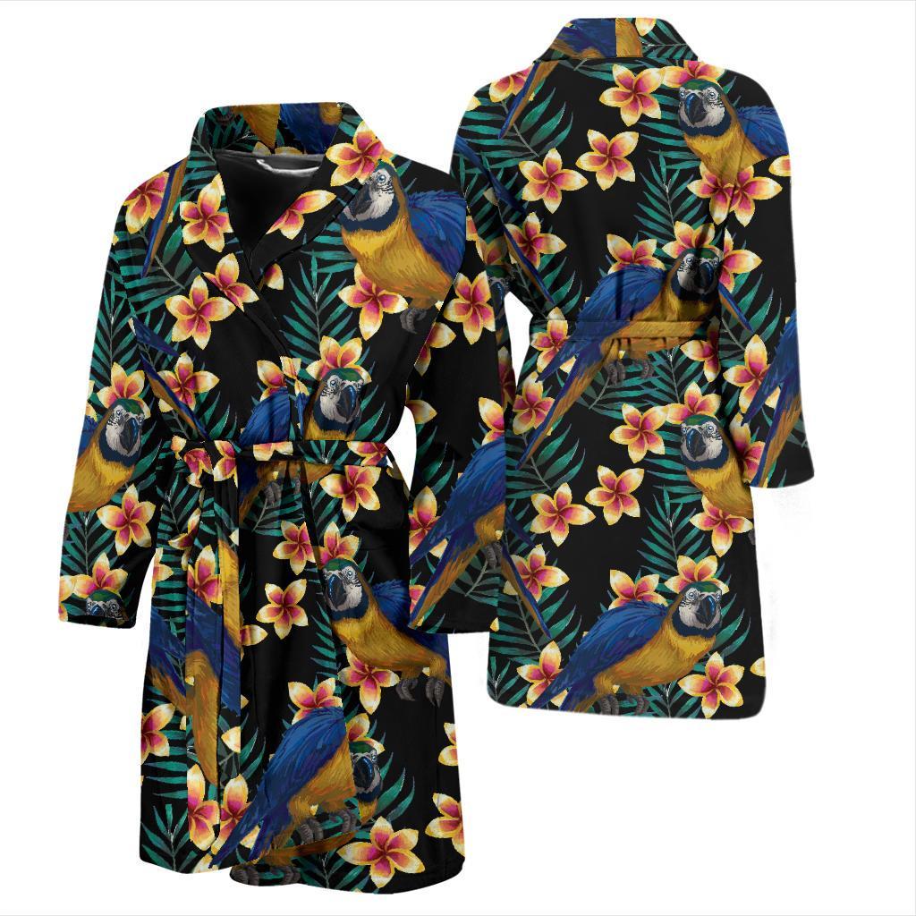 Macaw Pattern Print Design 01 Men Bathrobe-JORJUNE.COM