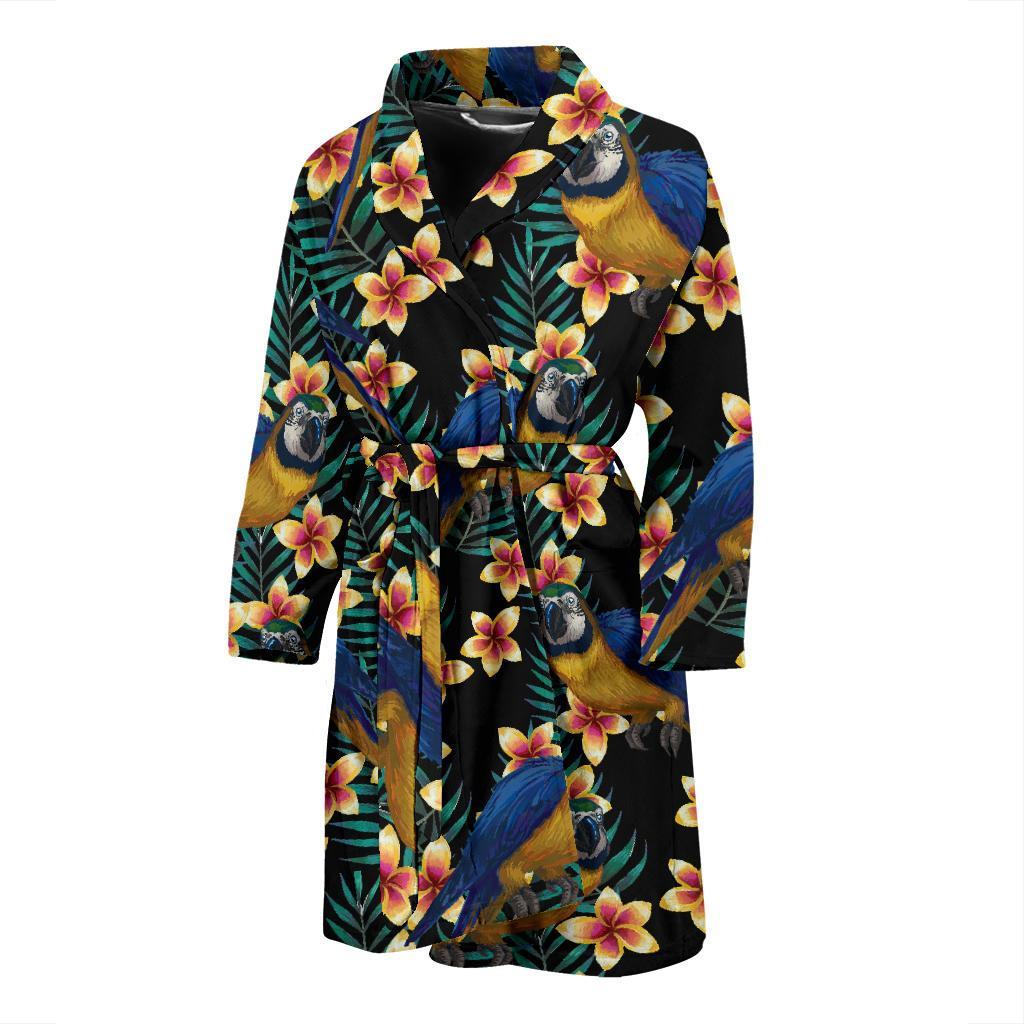 Macaw Pattern Print Design 01 Men Bathrobe-JORJUNE.COM