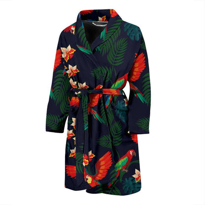 Macaw Pattern Print Design 02 Men Bathrobe-JORJUNE.COM