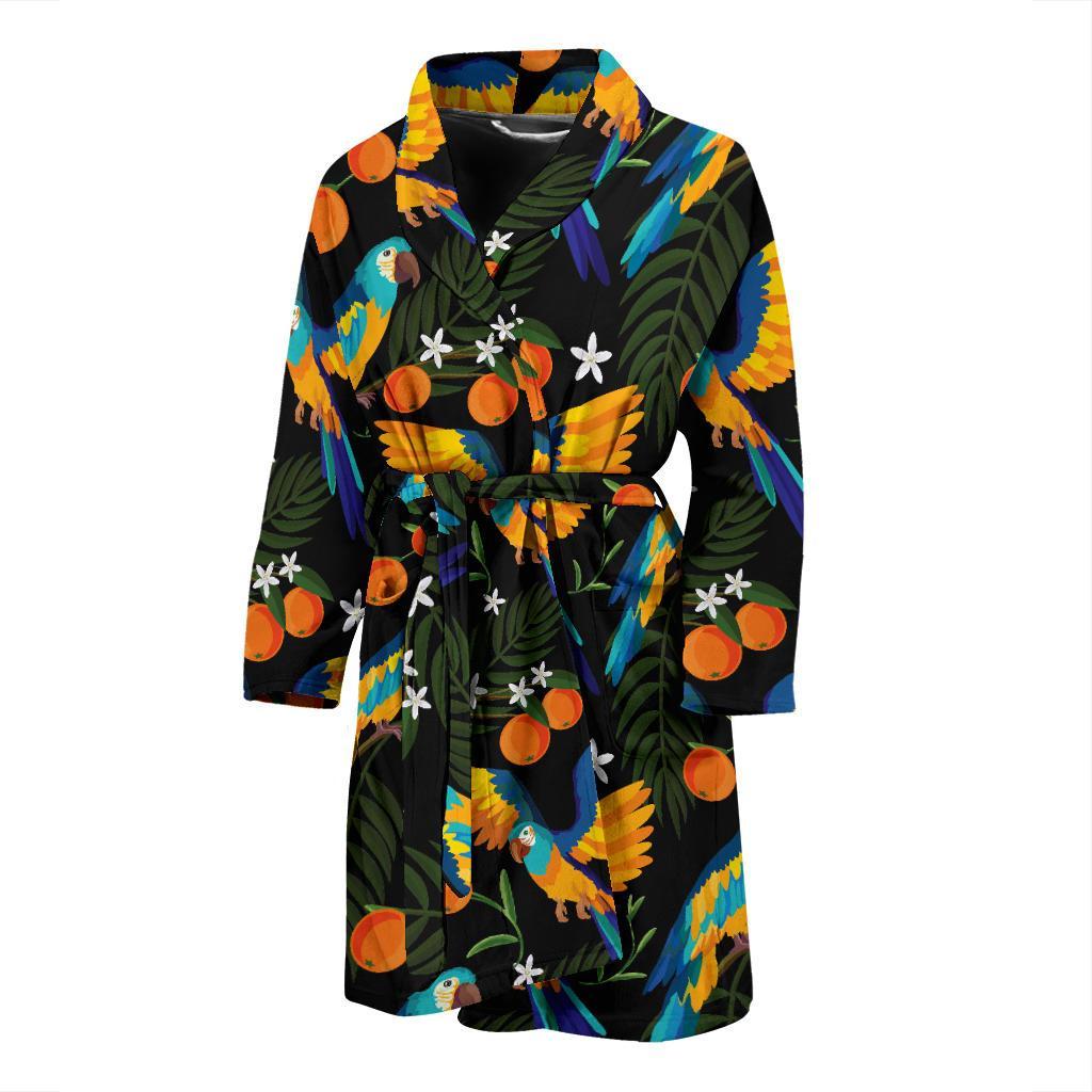 Macaw Pattern Print Design 03 Men Bathrobe-JORJUNE.COM