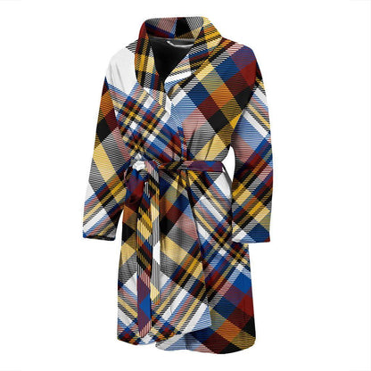 Madras Pattern Print Design 01 Men Bathrobe-JORJUNE.COM