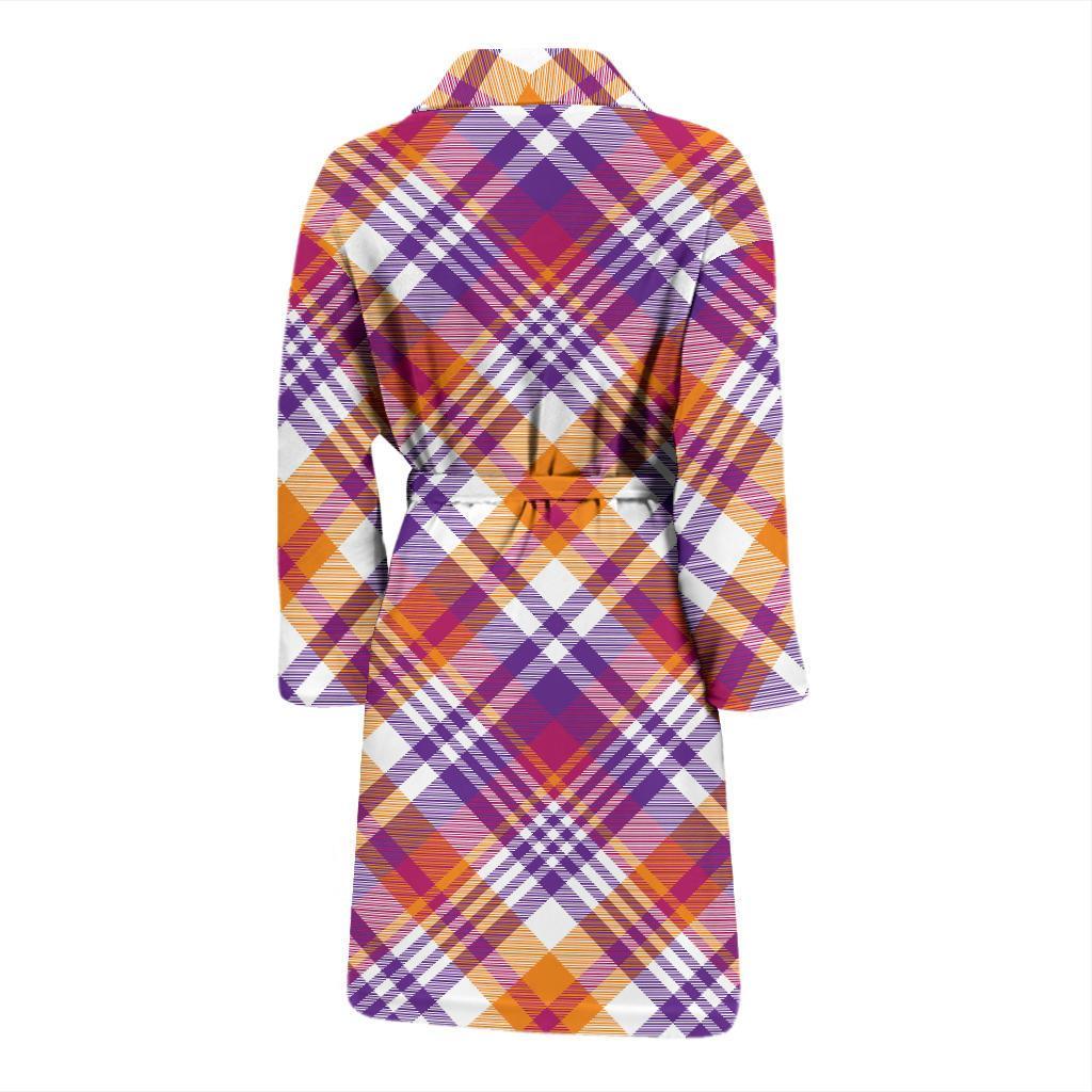 Madras Pattern Print Design 02 Men Bathrobe-JORJUNE.COM