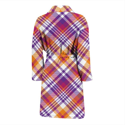 Madras Pattern Print Design 02 Men Bathrobe-JORJUNE.COM
