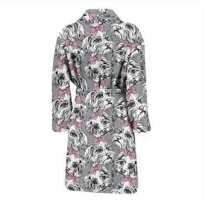 Maltese Pattern Print Design 01 Men Bathrobe-JORJUNE.COM