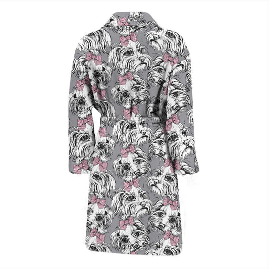 Maltese Pattern Print Design 01 Men Bathrobe-JORJUNE.COM