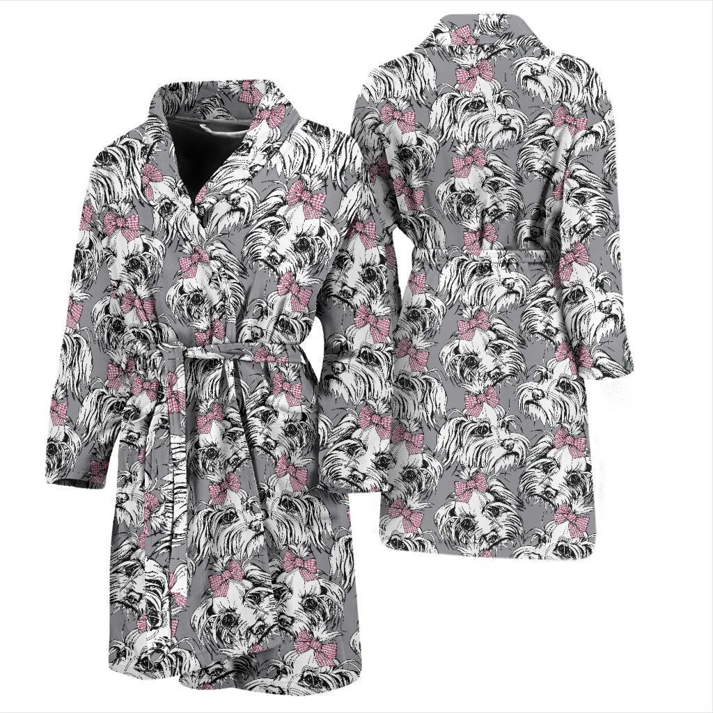 Maltese Pattern Print Design 01 Men Bathrobe-JORJUNE.COM