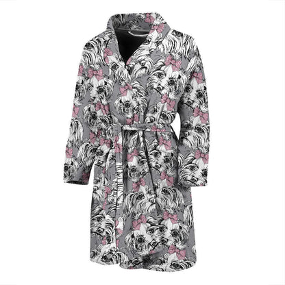 Maltese Pattern Print Design 01 Men Bathrobe-JORJUNE.COM