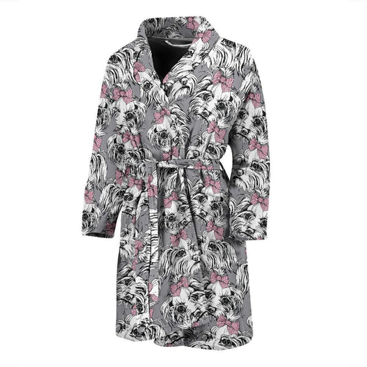 Maltese Pattern Print Design 01 Men Bathrobe-JORJUNE.COM