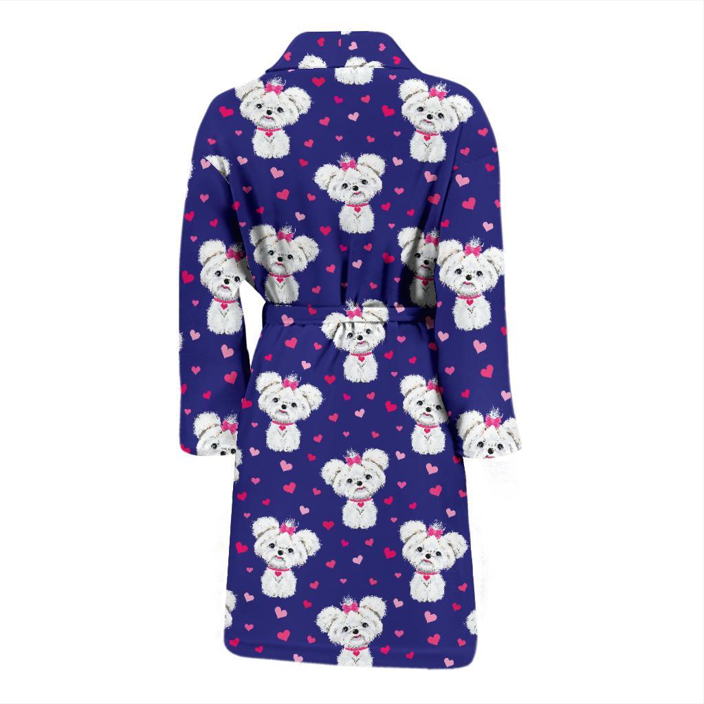 Maltese Pattern Print Design 02 Men Bathrobe-JORJUNE.COM