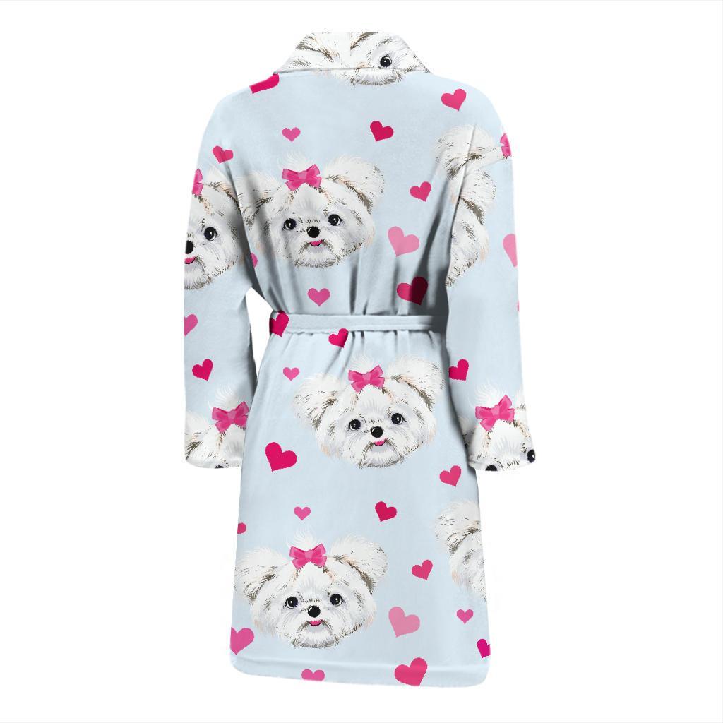 Maltese Pattern Print Design 03 Men Bathrobe-JORJUNE.COM