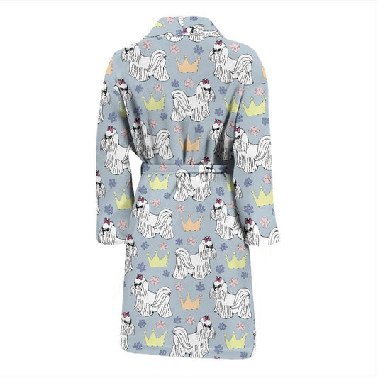 Maltese Pattern Print Design 04 Men Bathrobe-JORJUNE.COM