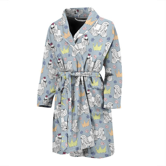 Maltese Pattern Print Design 04 Men Bathrobe-JORJUNE.COM