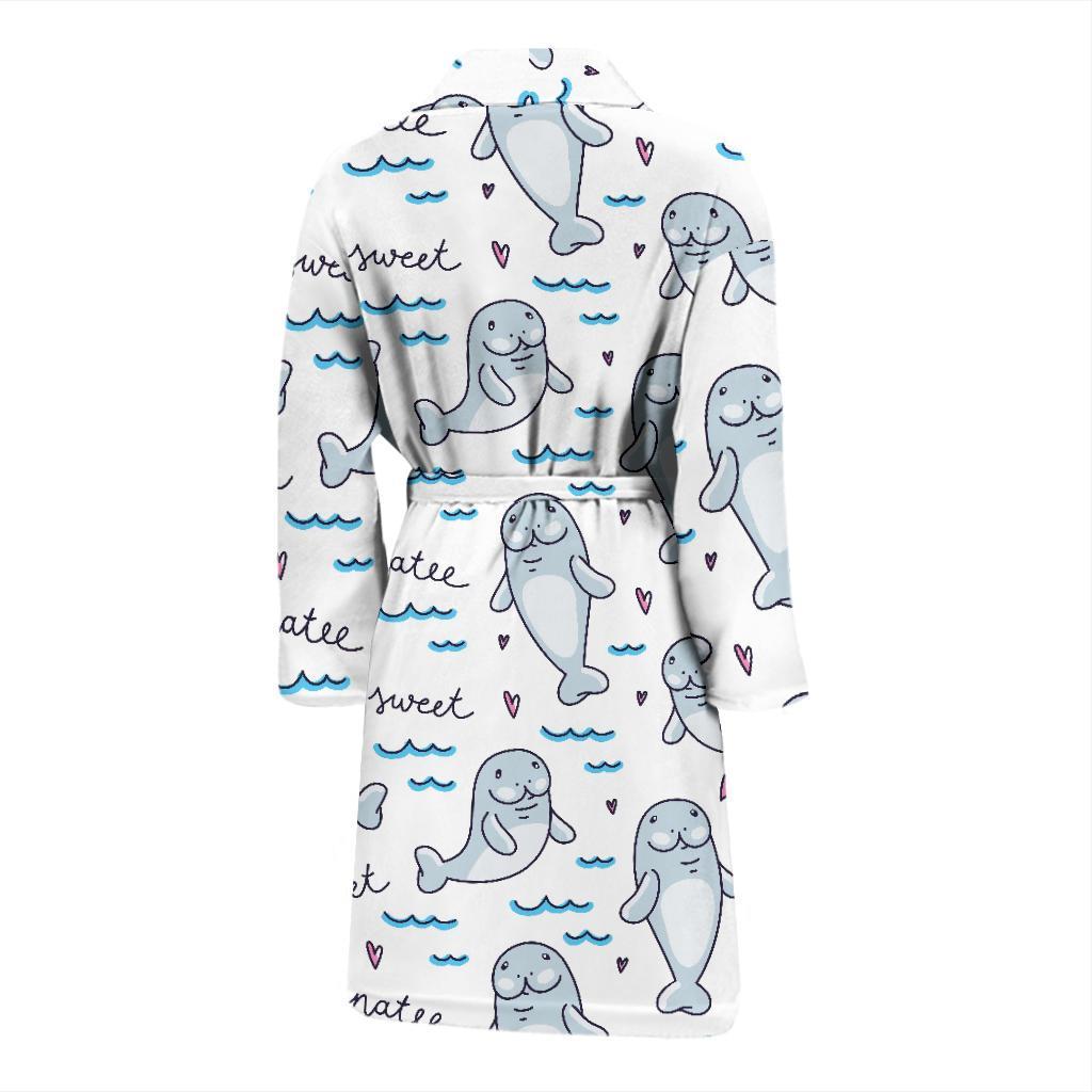 Manatee Baby Pattern Print Design 03 Men Bathrobe-JORJUNE.COM